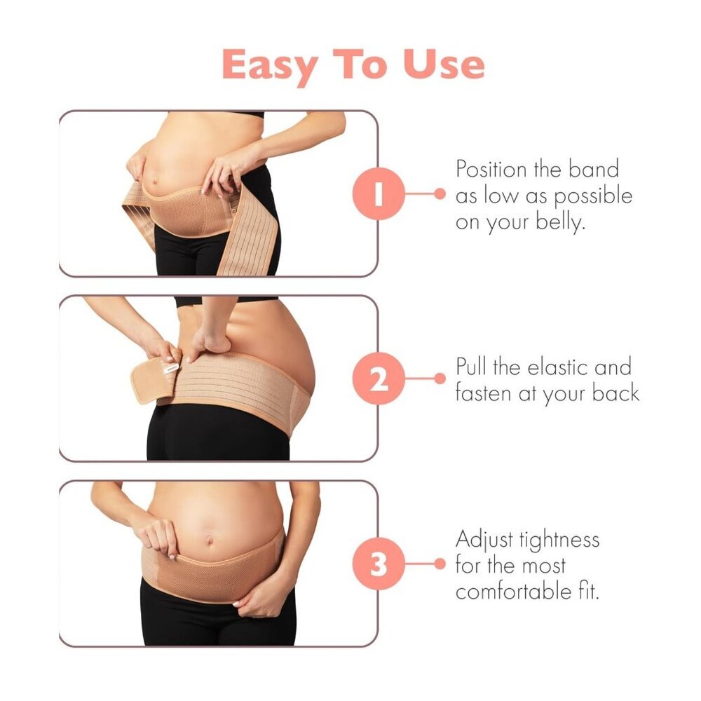 AZMED Maternity Belt Back Support - Adjustable belly band beige NEW - Picture 2 of 6